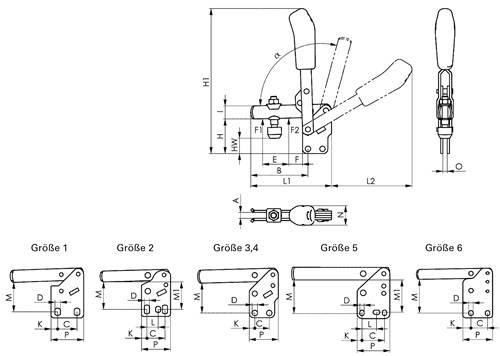 Senkrechtspanner Nr.6802 Gr.6 senkrechter Fuß AMF-2