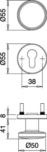 FS-Garnitur Riva FS K7/103 VA F00 D/K TS 38-58mm PZ rd.DIN L/R EDI-1