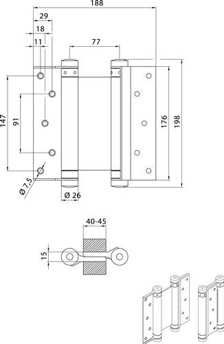 Pendeltürband STA vern.Gr.39 L.175mm 55kg TS 40-45mm DENI-3