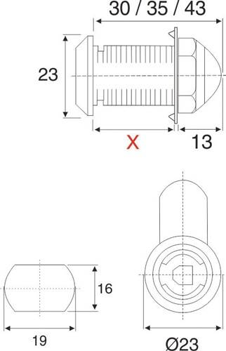Hebelverschluss Sys.600 versch.-schl.b.22mm inkl.I.-Zyl.BMB-2