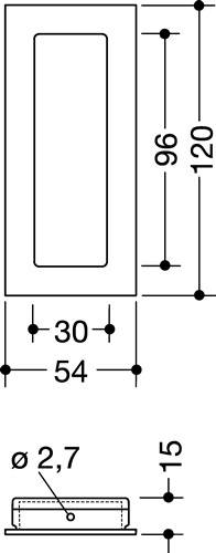Schiebetürmuschel 544.60 PA90 tiefschwarz glänzend quad.f.HLT L.60mm B.60mm HEWI-3