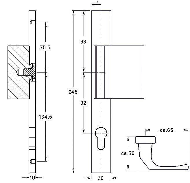 Profiltürgarnitur 2312/9203 Alu.F1 PZ TS 68-77mm EDI-1