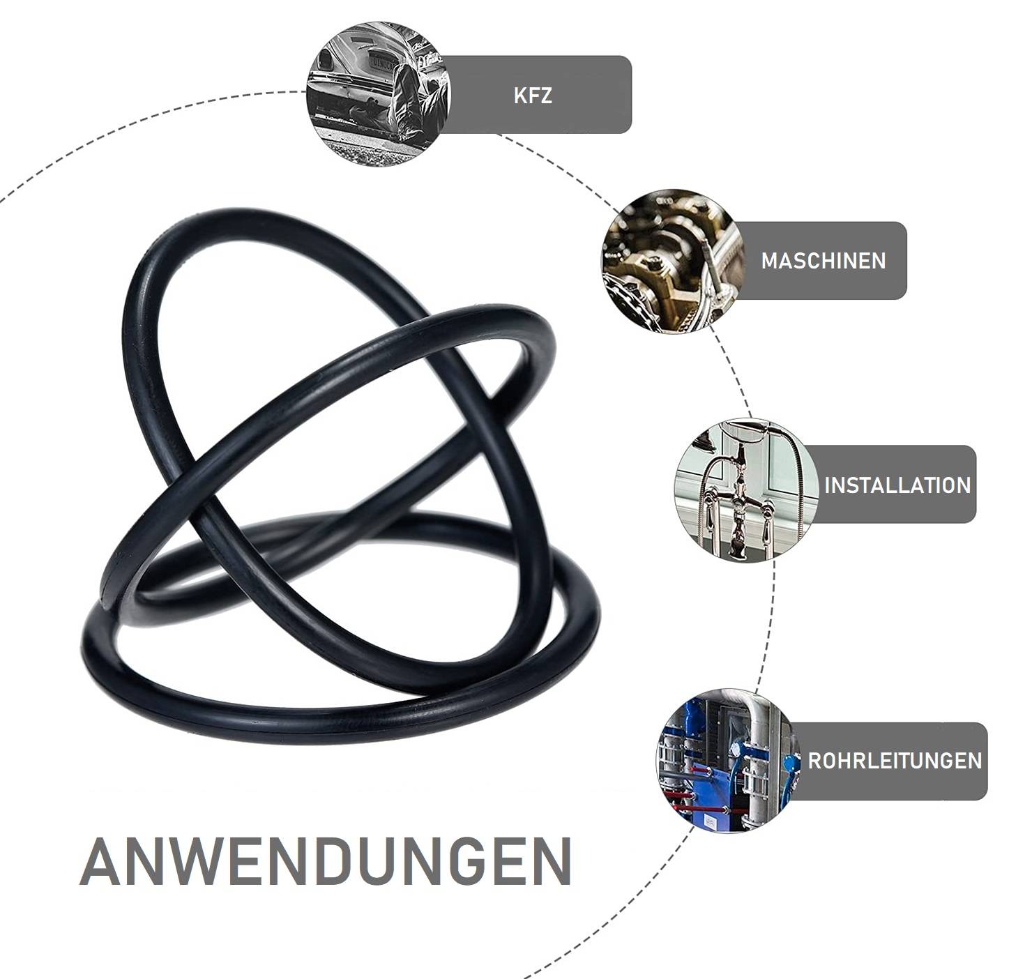 O-Ring Sortiment 3 - 50 mm 419 tlg Dichtungsringe Gummi Dichtung KFZ Metrisch-3