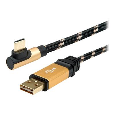 Roline USB-Kabel USB 2.0 USB-A Stecker, USB-C® Stecker 0.80 m Schwarz, Gold Geschirmt 11.02.9060