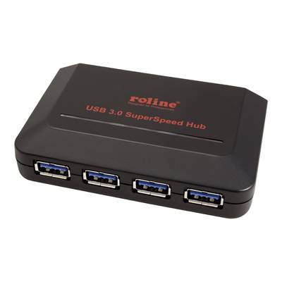 Roline 14.02.5015 4 Port USB-Kombi-Hub  Schwarz