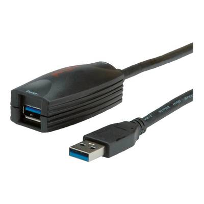 Roline USB-Kabel USB 3.2 Gen1 (USB 3.0 / USB 3.1 Gen1) USB-A Stecker, USB-A Buchse 5.00 m Schwarz  12.04.1096
