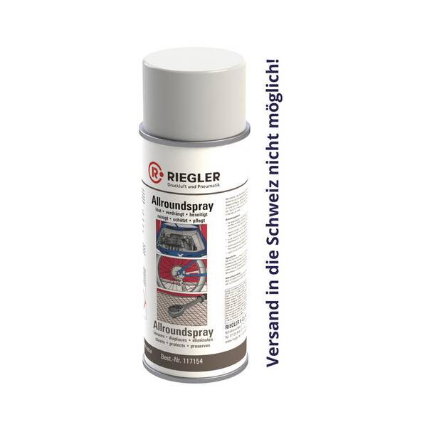 RIEGLER Allroundspray, ohne PTFE, Korrosionsschutz, Reinigung, Wasserverdrängung, Schmierung, Konservierung, 400 ml.  Al