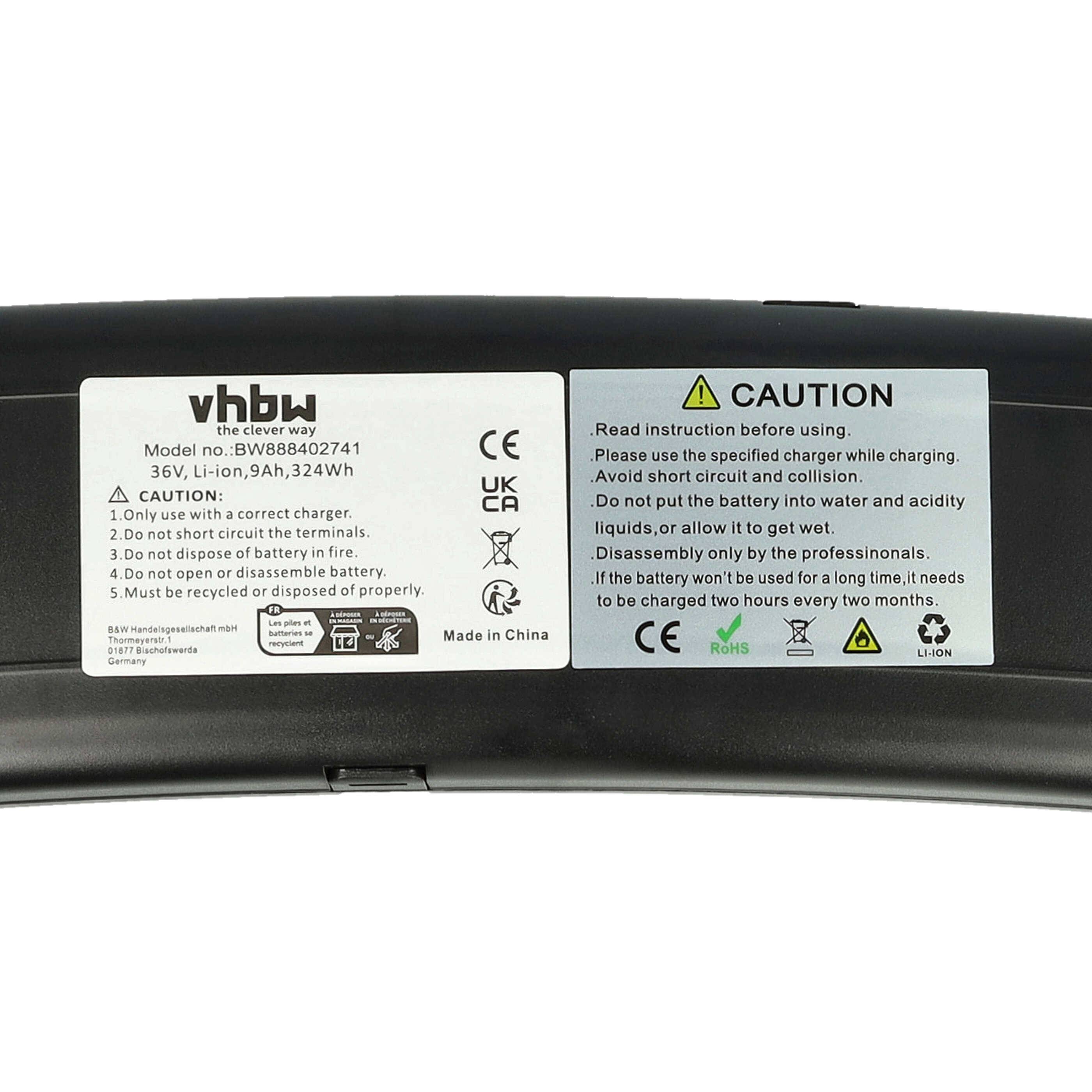 vhbw Akku kompatibel mit PROMOVEC PREMIUM E-FOLD E-Bike | Elektrofahrrad (8,7 Ah, 36 V, Li-Ion) + Ladegerät - Schwarz-4