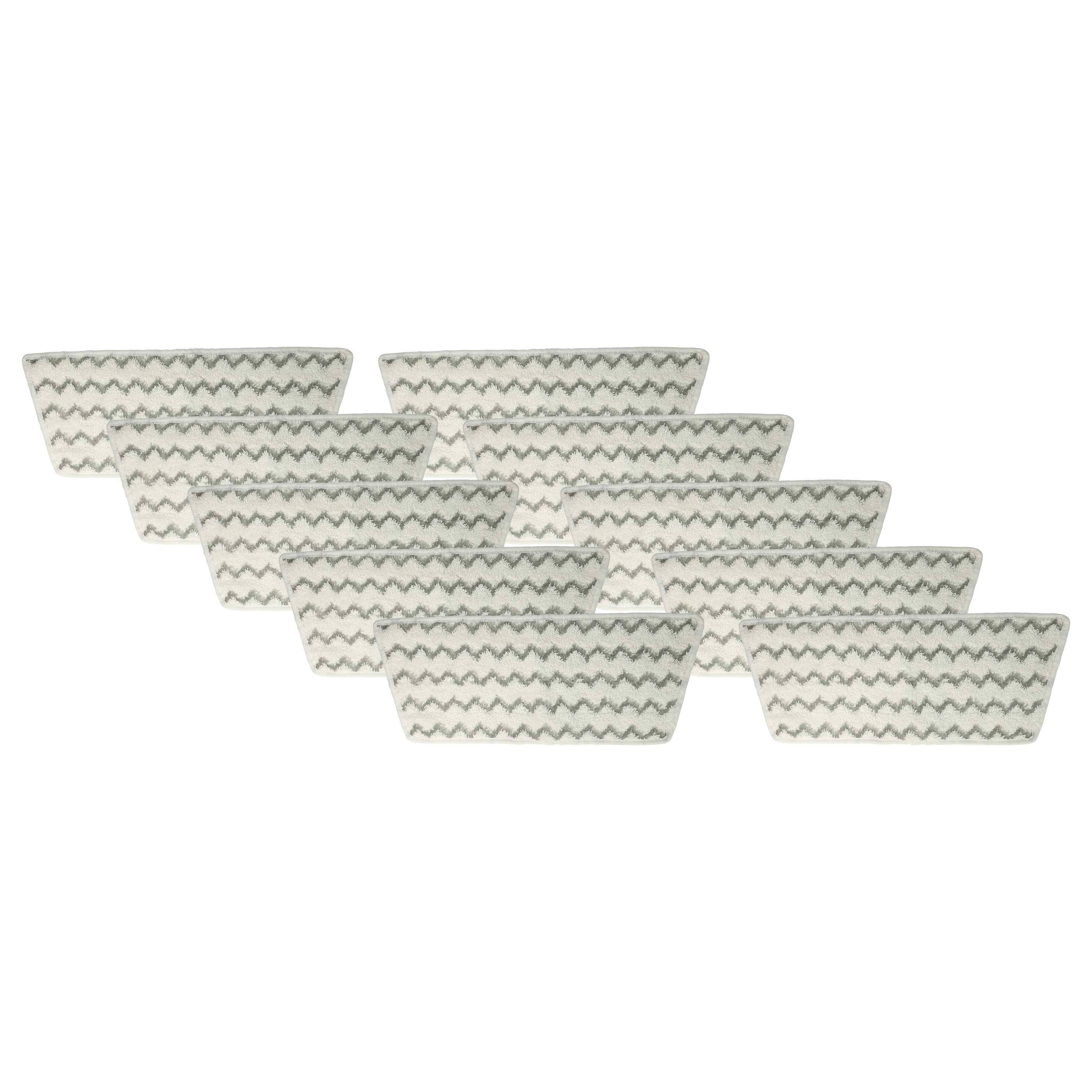 vhbw 10x Wischbezug kompatibel mit Vileda Steam XXL | Dampfreiniger, Dampmop - Mikrofaser Grau Weiß-0