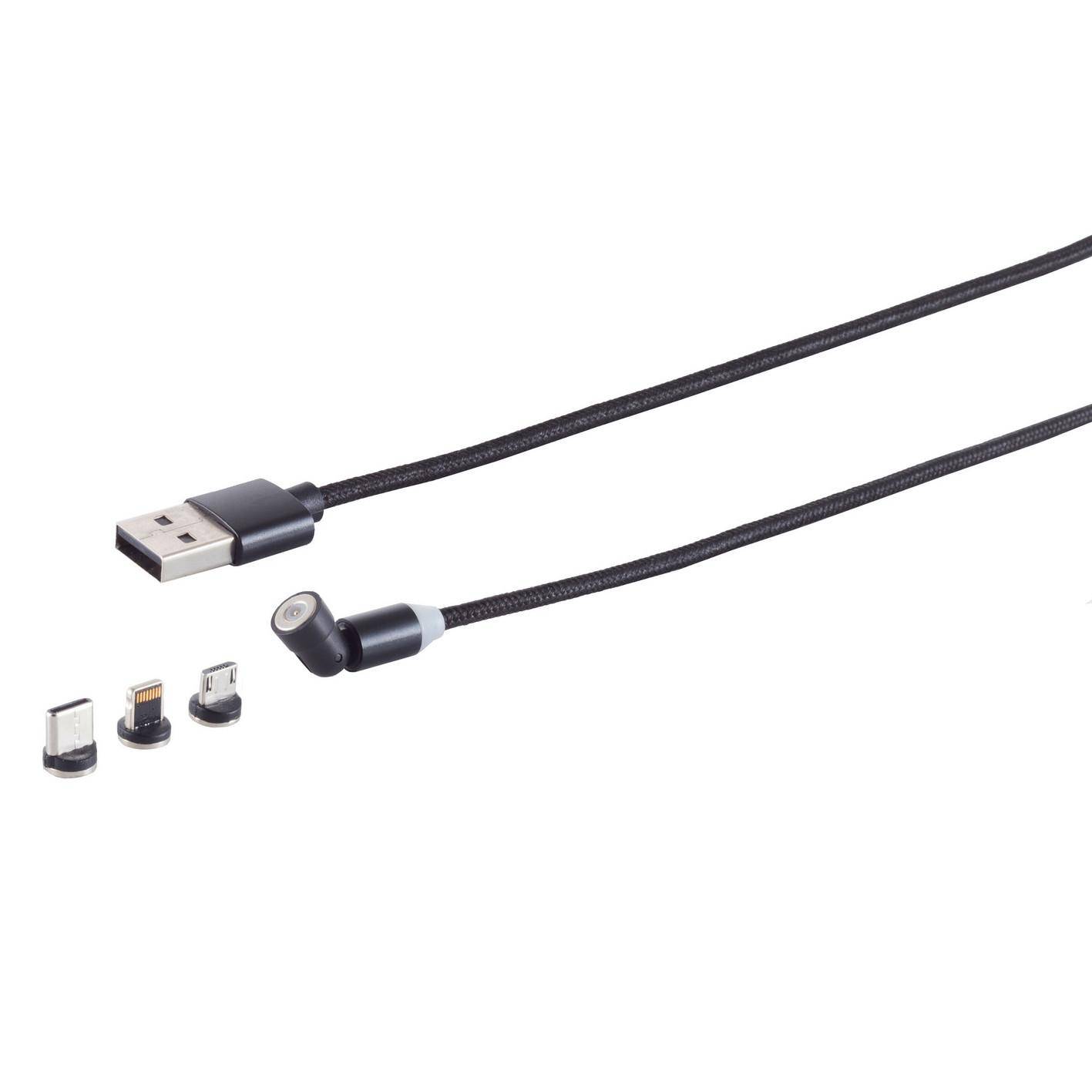 Universal--USB-A Magnetladekabel 3in1 540° schwarz 14-19002 - Digital/Daten-0