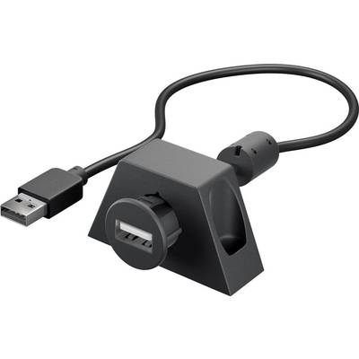 USB 2.0 Hi-Speed Verlängerungskabel zum Einbau, mit Montagehalterung, schwarz - Länge: 3,00 m