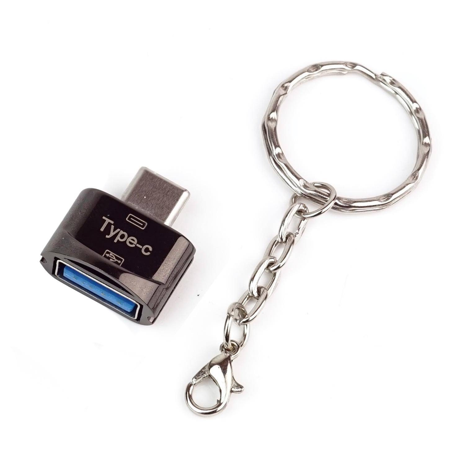 USB-C 2.0 Adapter, C Stecker - A Buchse, kompakte Bauform, Schlüsselanhänger, schwarz-3