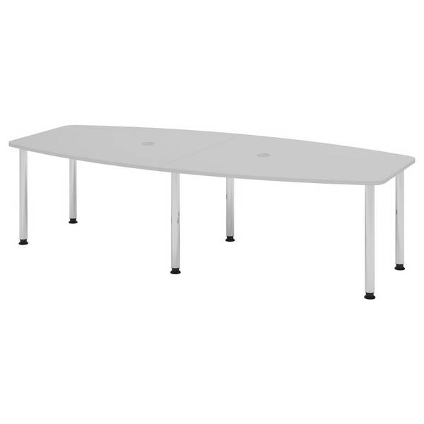 Hammerbacher Konferenztisch Katharina, 280 x 130/85 cm, mit Chromfüßen, grau