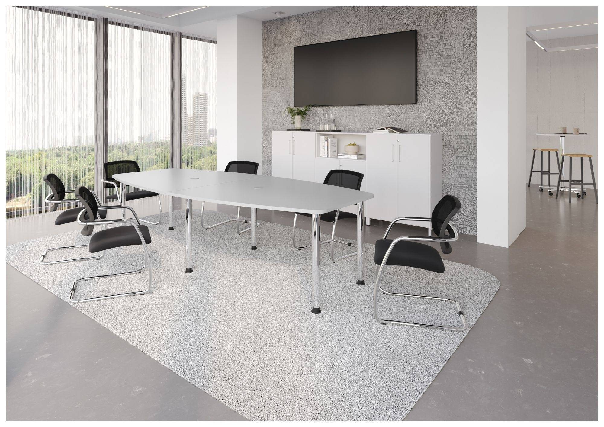 Hammerbacher Konferenztisch Katharina, 280 x 130/85 cm, mit Chromfüßen, grau-4