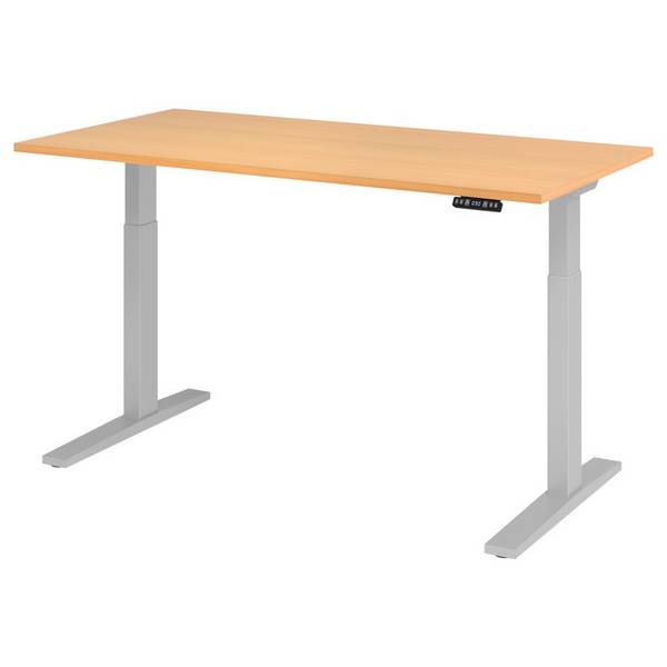 Hammerbacher Sitz-Steh-Tisch Marion, 160 x 80 cm, Memory-Schalter, verstellbar bis 120 cm, buche