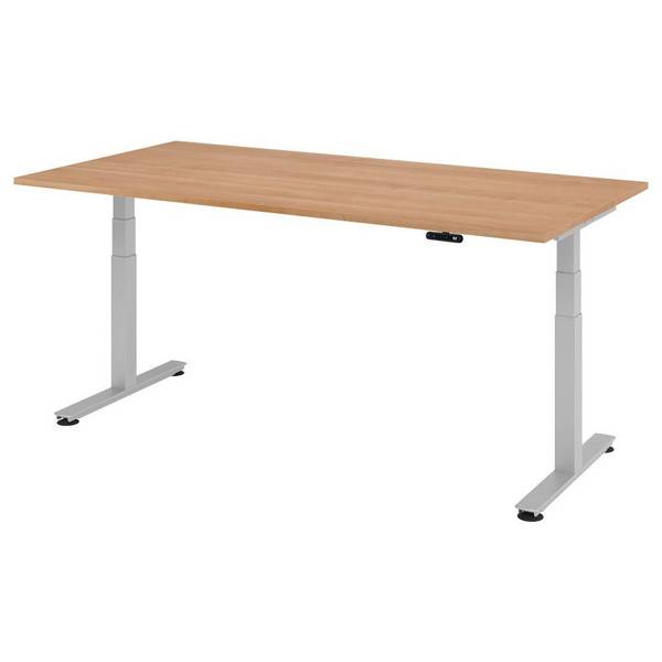 Hammerbacher Sitz-Steh-Tisch Katrin, 200 x 100cm, Memory-Schalter, verstellbar bis 127,0cm, nussbaum