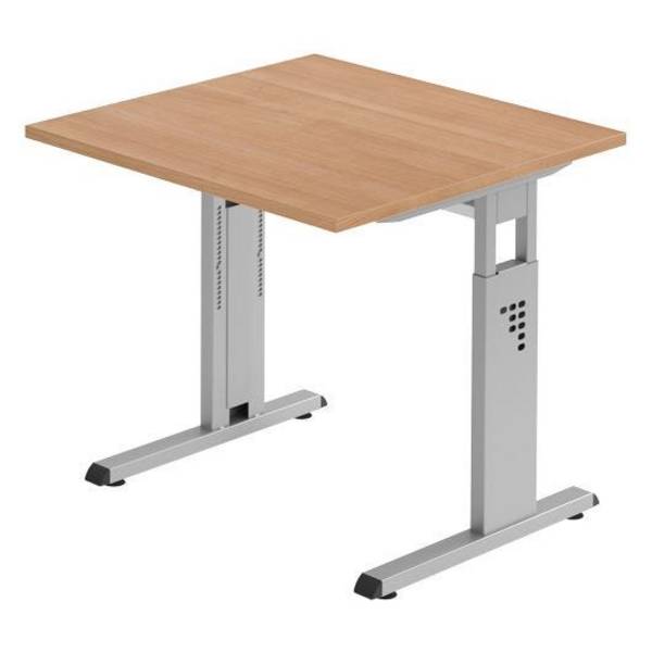 Hammerbacher Schreibtisch Mandy, 80 x 80 cm, höhenverstellbar von 65 bis 85 cm, nussbaum