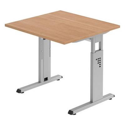 Hammerbacher Schreibtisch Mandy, 80 x 80 cm, höhenverstellbar von 65 bis 85 cm, nussbaum-0