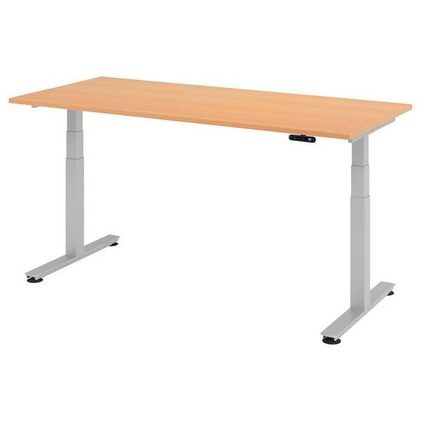 Hammerbacher Sitz-Steh-Tisch Katrin, 180 x 80cm, Memory-Schalter, verstellbar bis 127,0cm, buche