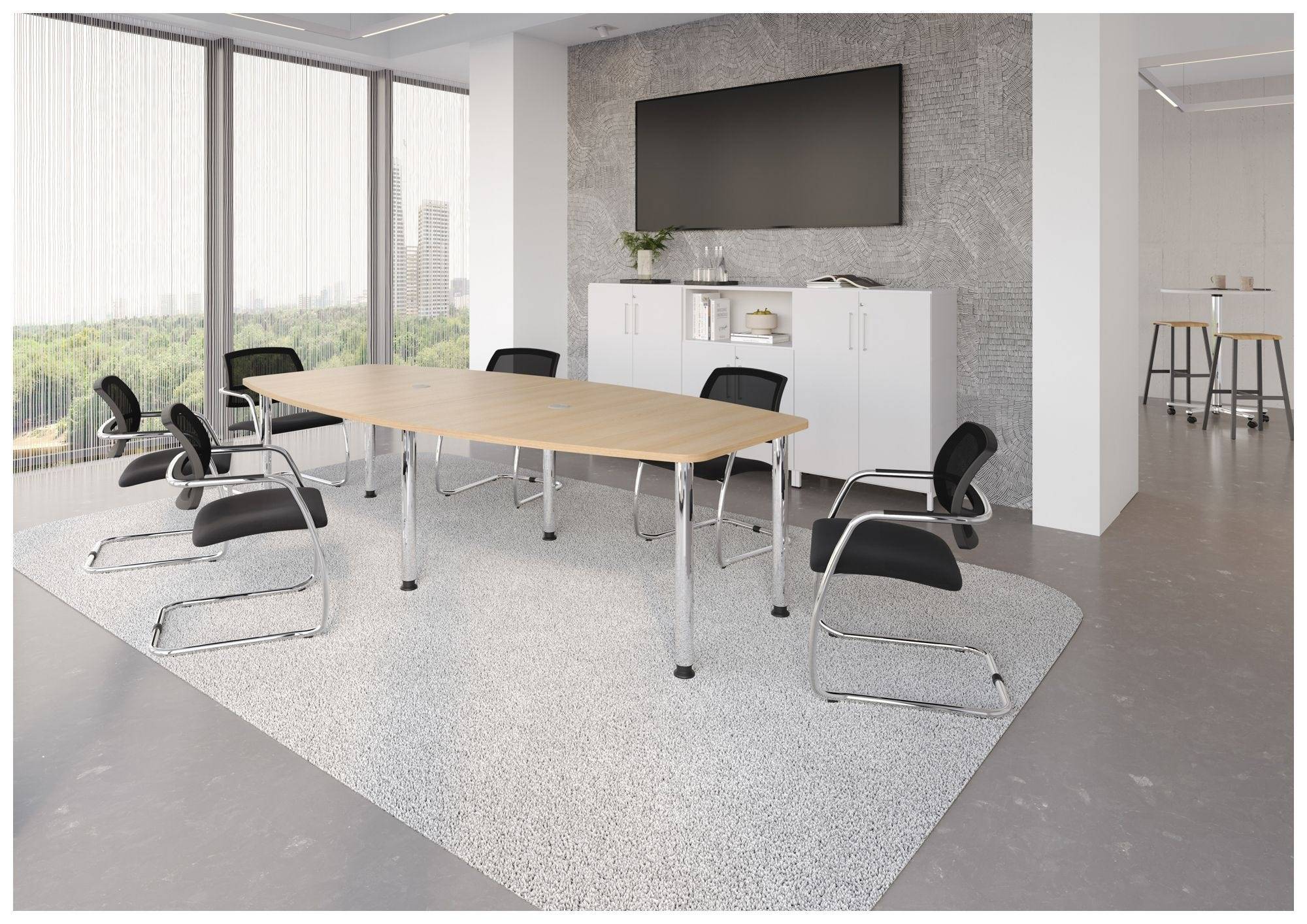 Hammerbacher Konferenztisch Katharina, 280 x 130/85 cm, mit Chromfüßen, eiche-4