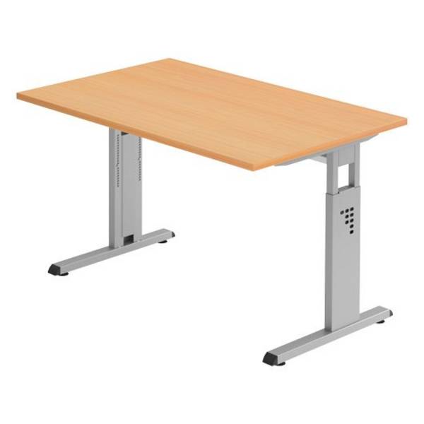 Hammerbacher Schreibtisch Mandy, 120 x 80 cm, höhenverstellbar von 65 bis 85 cm, buche