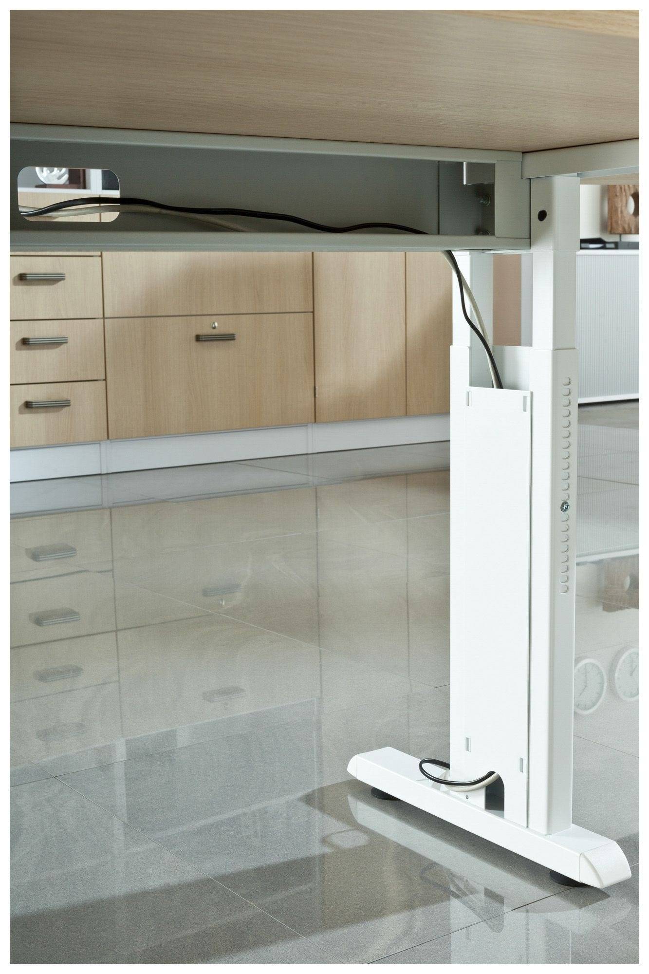 Hammerbacher Schreibtisch Homeoffice Comfort, 140 x 67,2 cm, verstellbar von 65 bis 85 cm, weiß-2