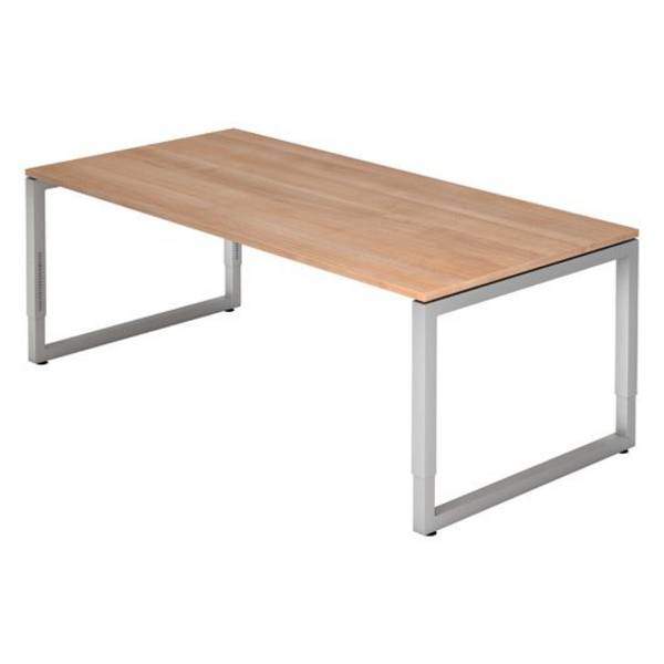 Hammerbacher Schreibtisch Ramona, 200 x 100 cm, höhenverstellbar von 65 bis 85 cm, nussbaum