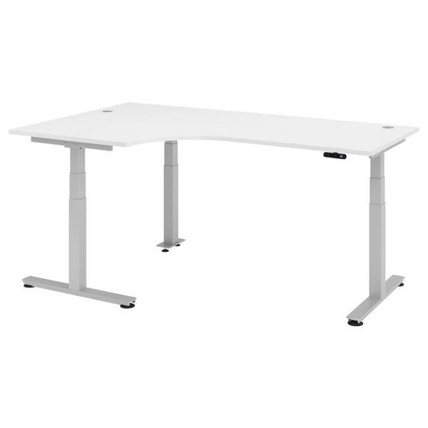 Hammerbacher Sitz-Steh-Tisch Katrin, 200 x 120cm, Memory-Schalter, verstellbar bis 127,0cm, weiß