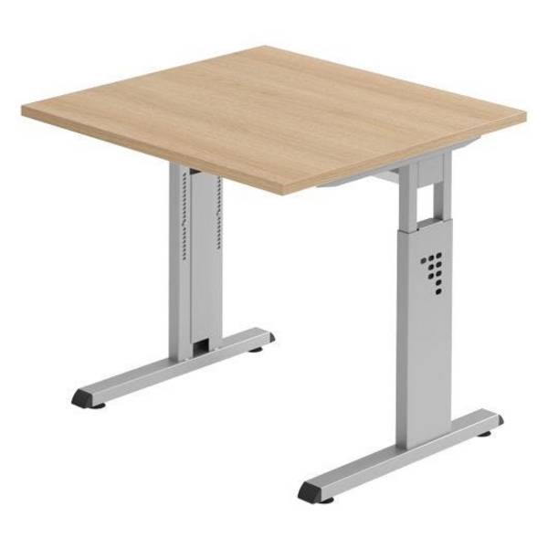 Hammerbacher Schreibtisch Mandy, 80 x 80 cm, höhenverstellbar von 65 bis 85 cm, eiche