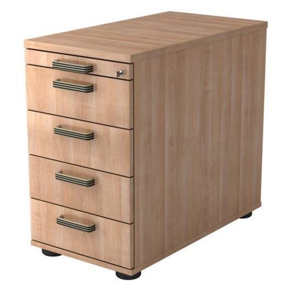 Hammerbacher Standcontainer Securoline, 5 Schübe, 42,8 x 80 x 72 cm, nussbaum