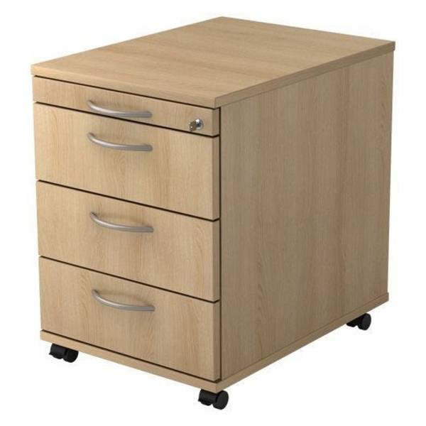 Hammerbacher Rollcontainer Comfortline mit 4 Schüben, 42,8 x 58 x 59 cm, eiche