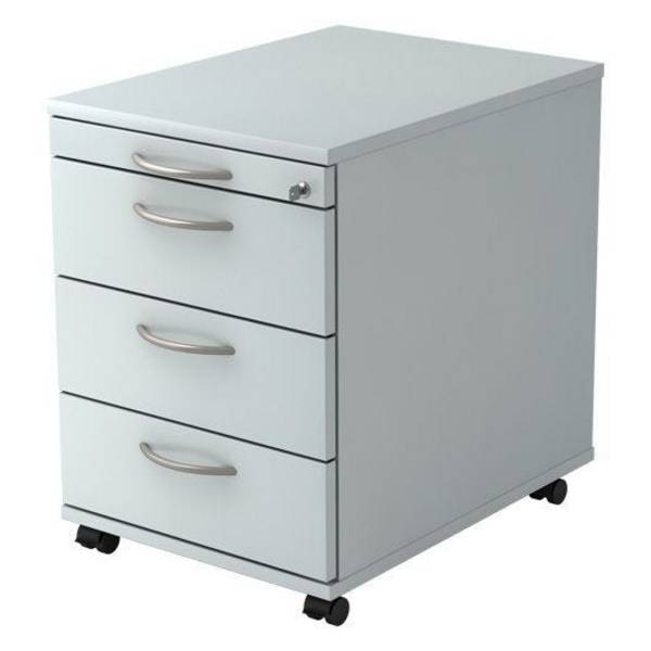 Hammerbacher Rollcontainer Comfortline mit 4 Schüben, 42,8 x 58 x 59 cm, grau