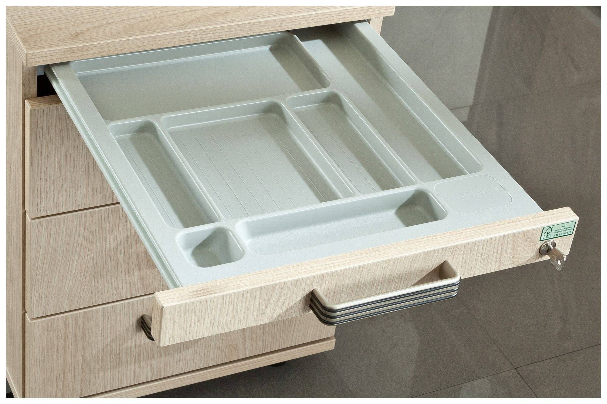 Hammerbacher Rollcontainer Comfortline mit 4 Schüben, 42,8 x 58 x 59 cm, grau-2