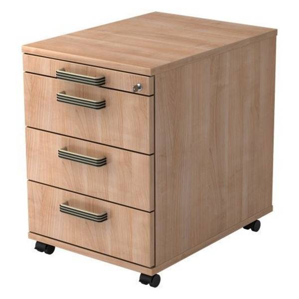 Hammerbacher Rollcontainer Securoline, 4 Schübe, 42,8 x 58 x 59 cm, nussbaum