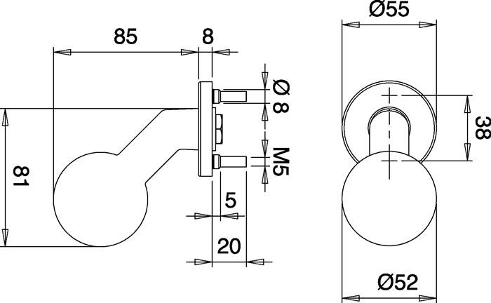 Türknopf K4/052/01 VA F00 gekröpfter Kugelk.EDI-2