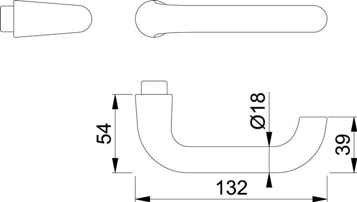 Türdrückerpaar Paris 138L Alu.F1 o.Rosetten 4-KT.8mm HOPPE-3