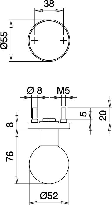 Türknopf K5/052/01 VA F00 Aufnahme 8mm Kugelknopf EDI-2