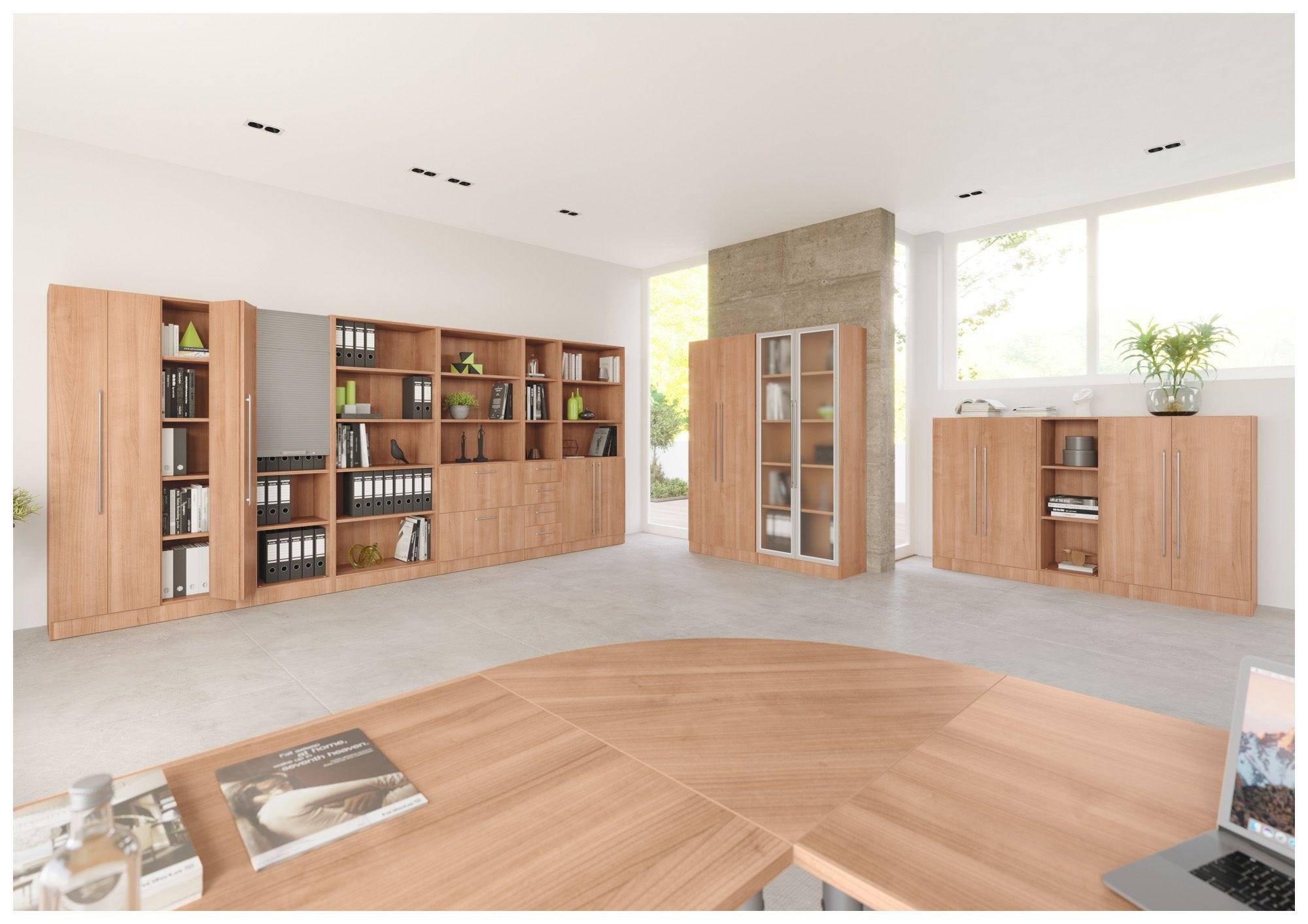 Hammerbacher Büroregal Highline, 5 Ordnerhöhen, 100 x 40 x 200,4 cm, nussbaum-3