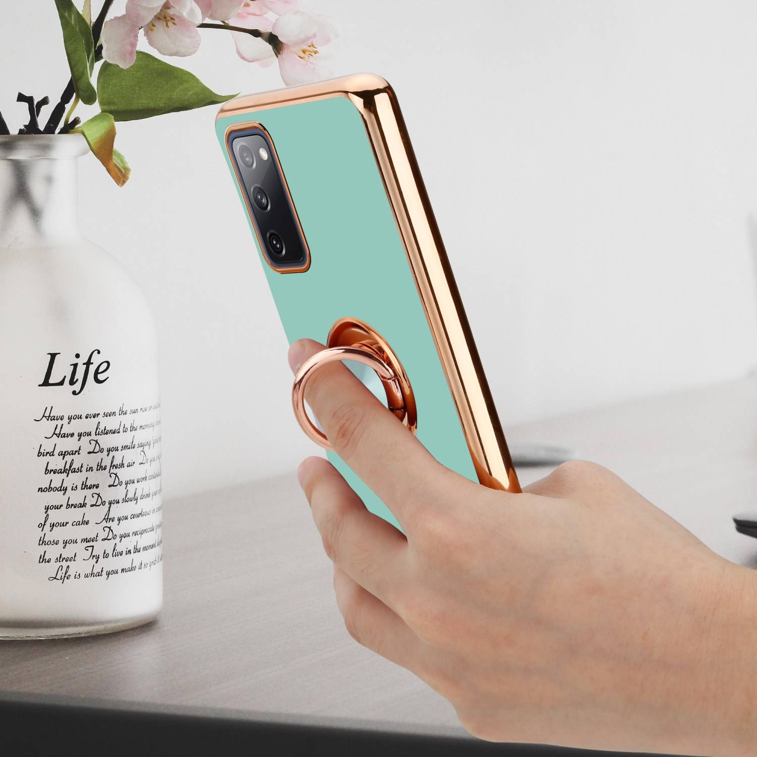 Cadorabo Schutzhülle für Samsung Galaxy S20 FE Hülle in Türkis Etui Case Cover Kameraschutz magnetische Autohalterung-4