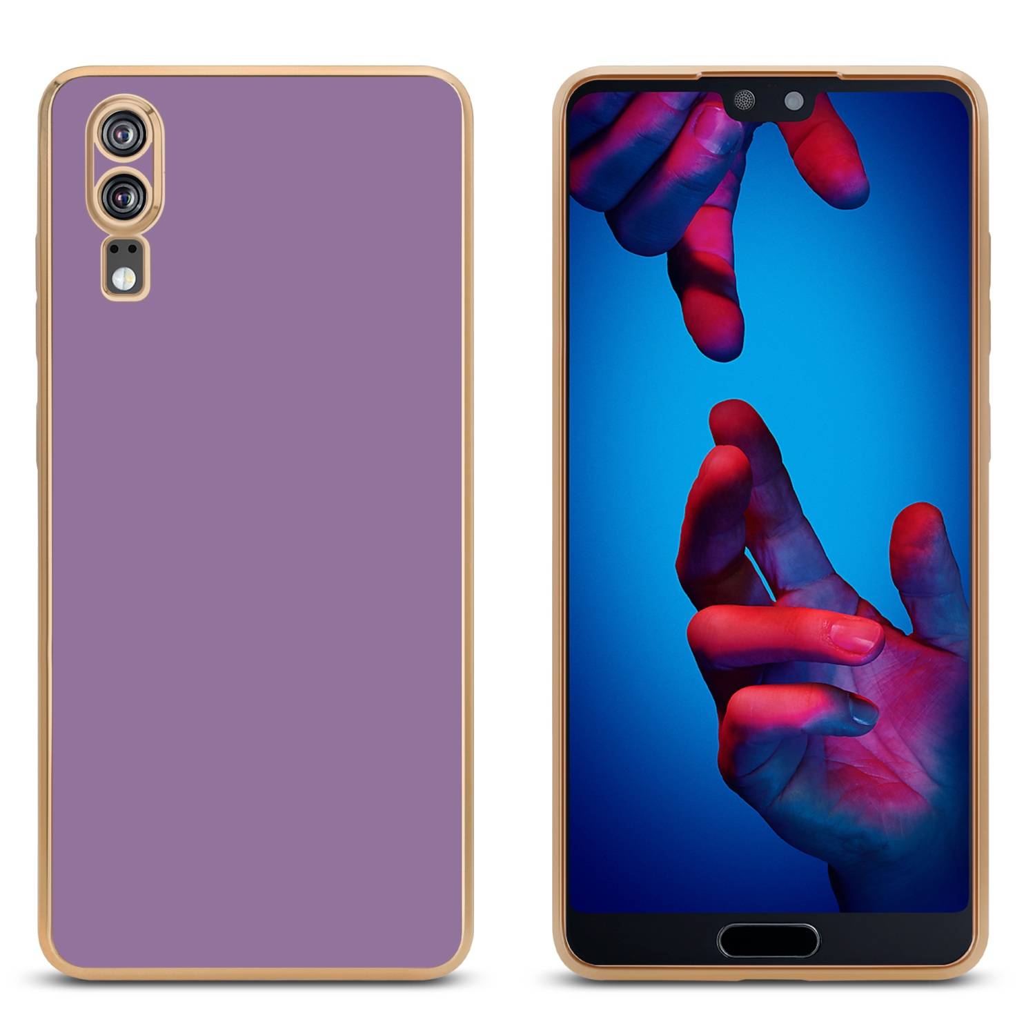 Cadorabo Schutzhülle für Huawei P20 Hülle in Lila Handyhülle TPU Silikon Kameraschutz Etui Case-1