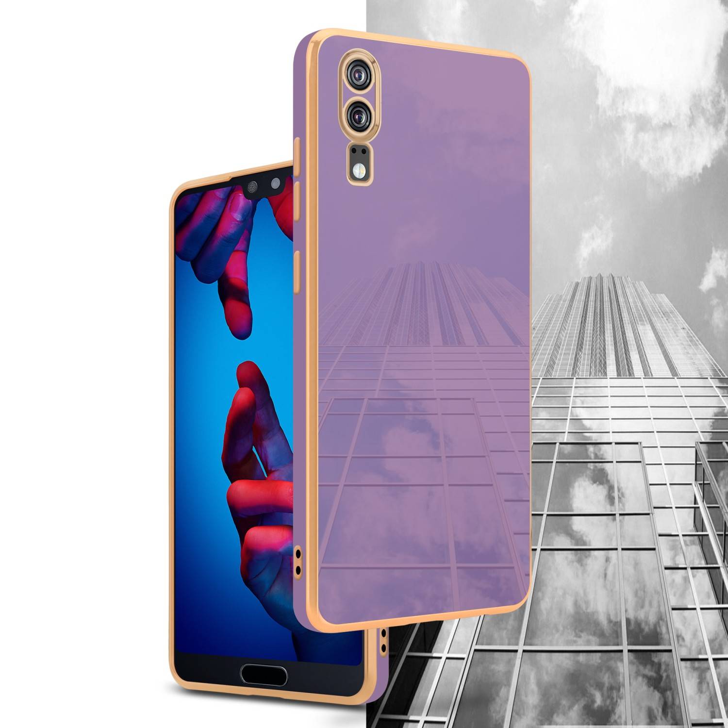 Cadorabo Schutzhülle für Huawei P20 Hülle in Lila Handyhülle TPU Silikon Kameraschutz Etui Case-2