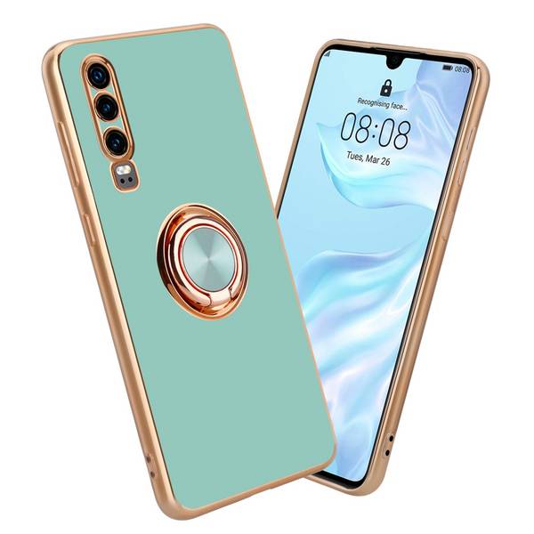 Cadorabo Schutzhülle für Huawei P30 Hülle in Türkis Etui Case Cover Kameraschutz magnetische Autohalterung