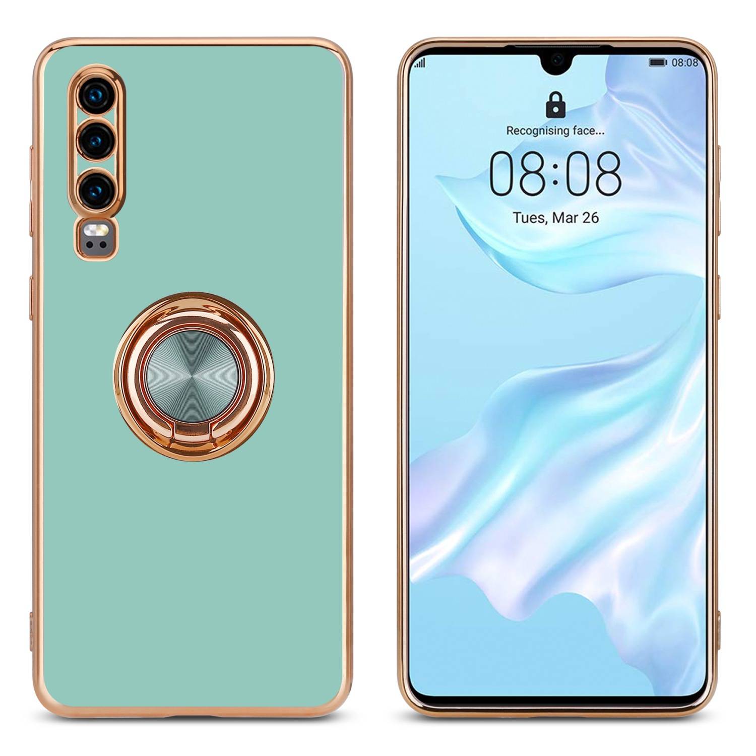 Cadorabo Schutzhülle für Huawei P30 Hülle in Türkis Etui Case Cover Kameraschutz magnetische Autohalterung-2