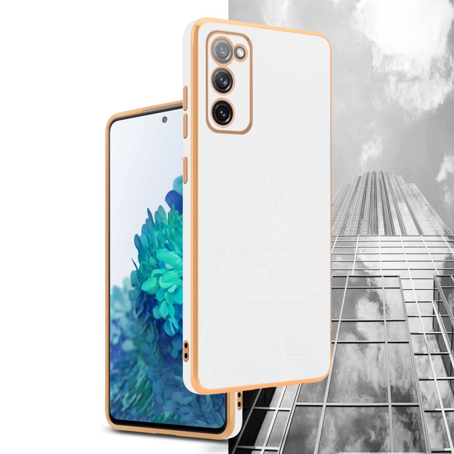 Cadorabo Schutzhülle für Samsung Galaxy S20 FE Hülle in Weiß Handyhülle TPU Silikon Kameraschutz Etui Case-3