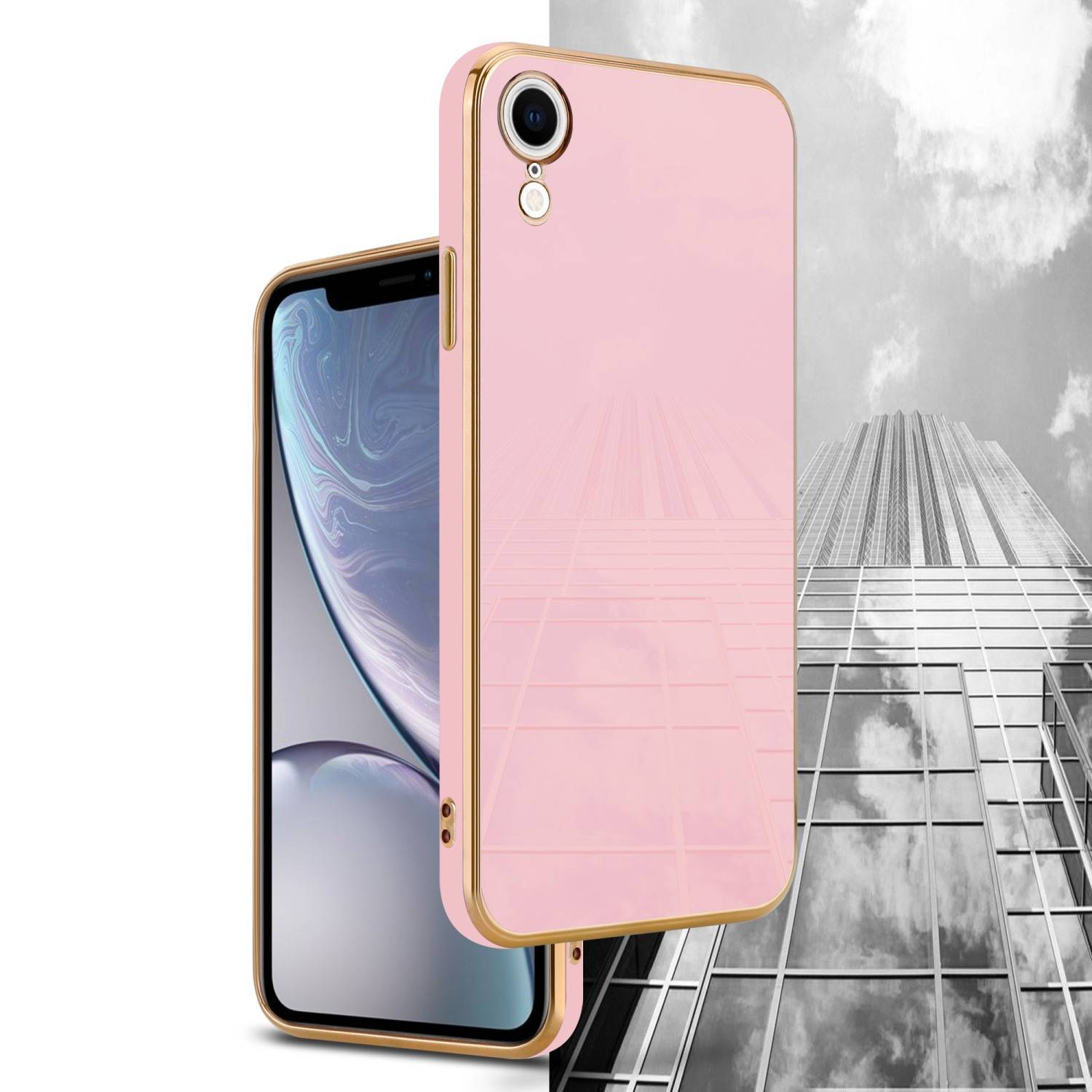 Cadorabo Schutzhülle für Apple iPhone XR Hülle in Rosa Handyhülle TPU Silikon Kameraschutz Etui Case-2