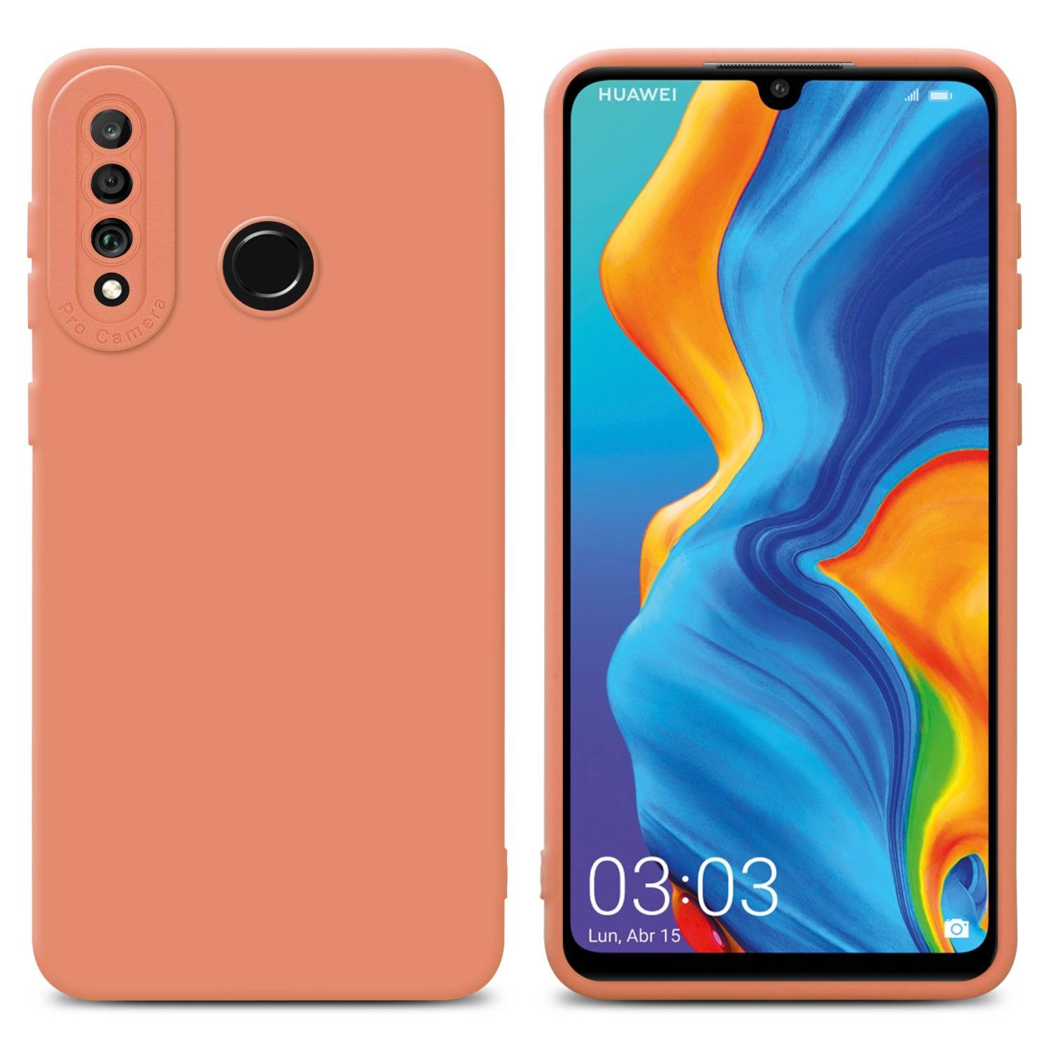 Cadorabo Hülle für Huawei P30 LITE Schutz Hülle in Orange TPU Silikon Etui Case Handyhülle-0