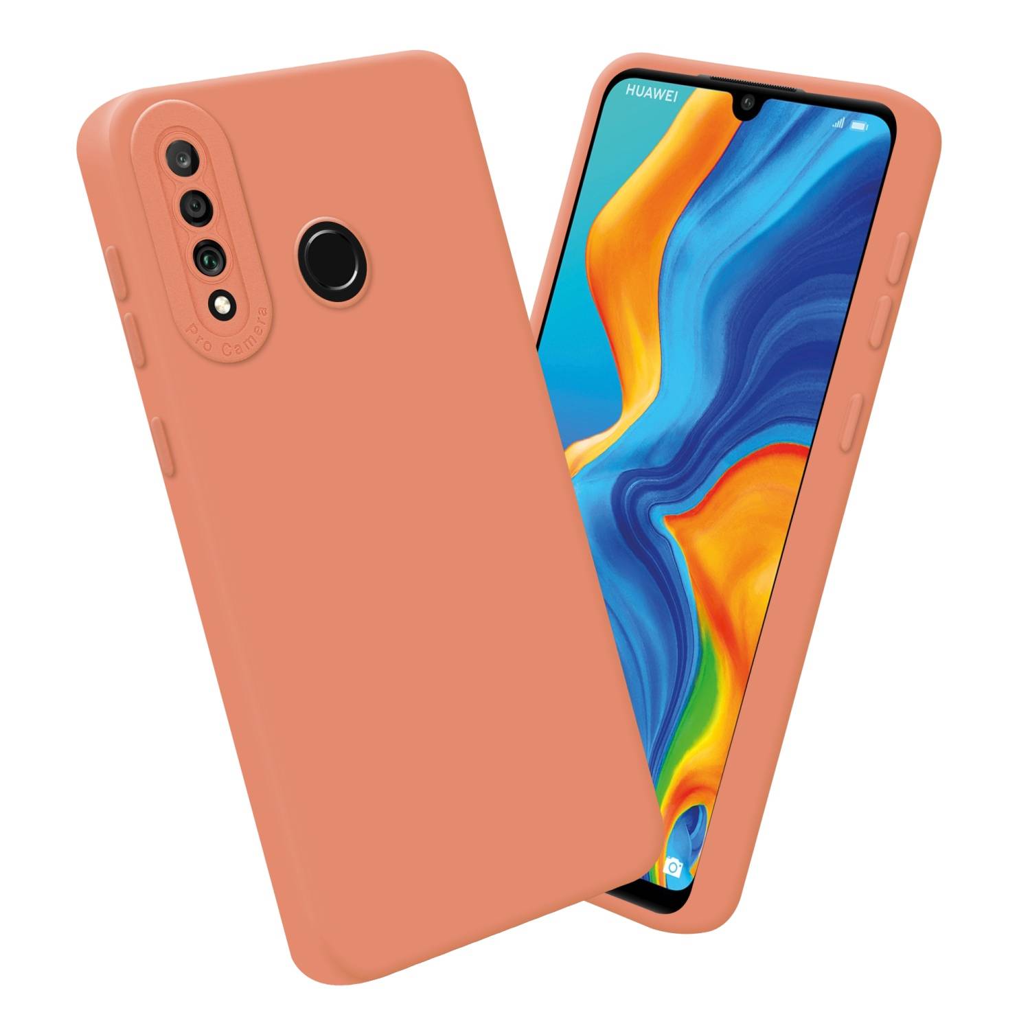 Cadorabo Hülle für Huawei P30 LITE Schutz Hülle in Orange TPU Silikon Etui Case Handyhülle-3