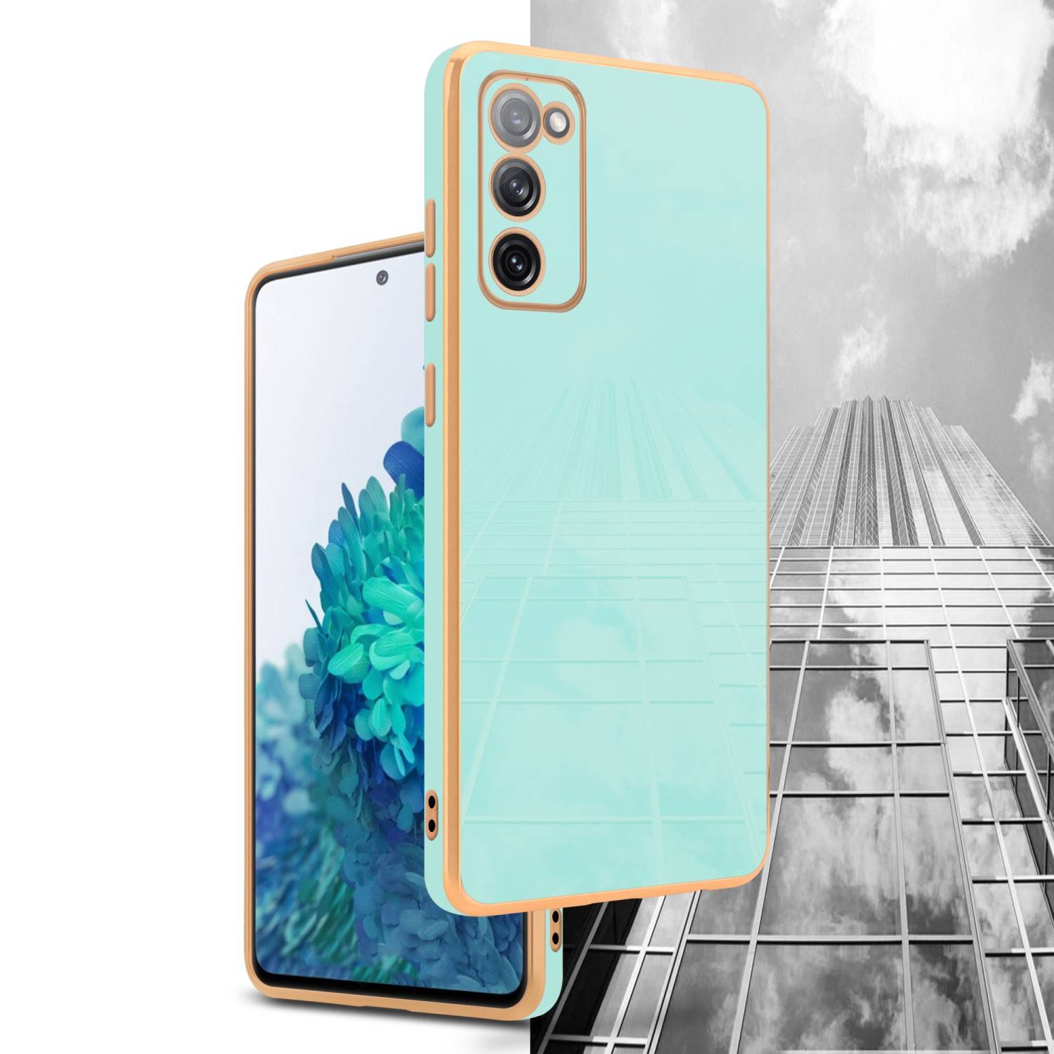 Cadorabo Schutzhülle für Samsung Galaxy S20 FE Hülle in Grün Handyhülle TPU Silikon Kameraschutz Etui Case-3