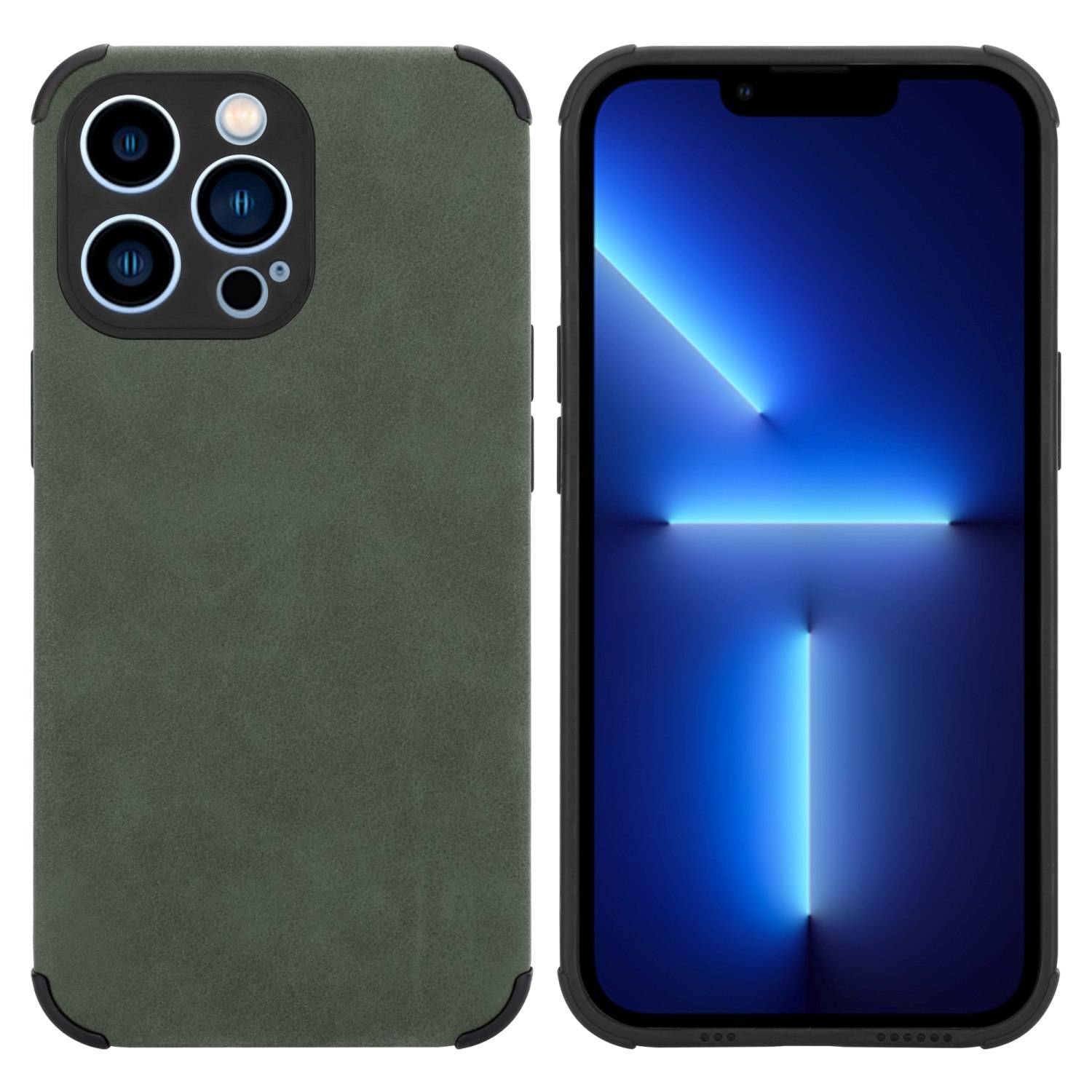 Cadorabo Hülle für Apple iPhone 11 PRO Schutz Hülle in Grün TPU Silikon Etui edle Kunst-Wildleder Rückseite-0