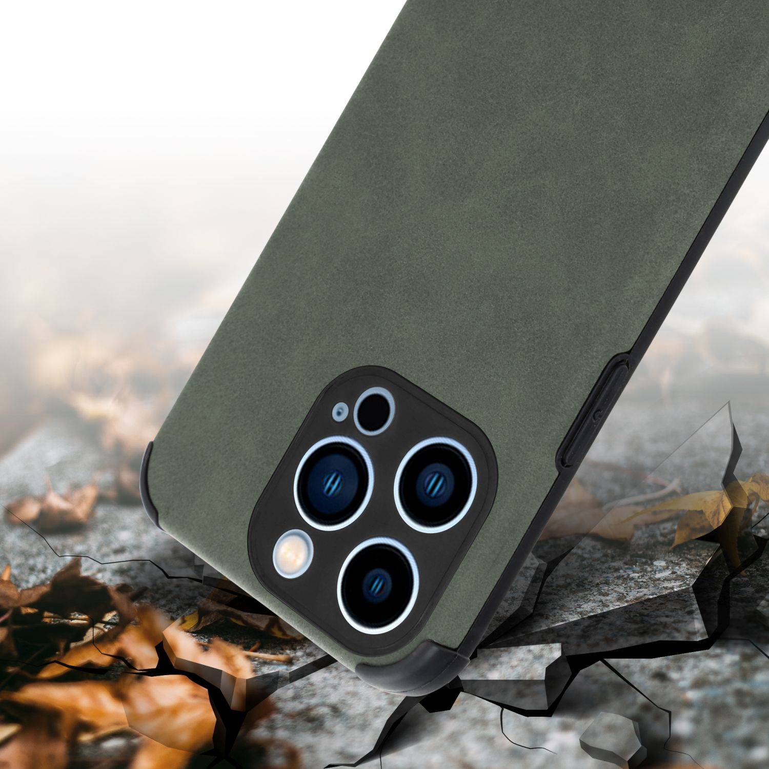 Cadorabo Hülle für Apple iPhone 11 PRO Schutz Hülle in Grün TPU Silikon Etui edle Kunst-Wildleder Rückseite-2